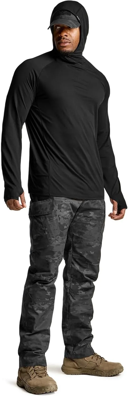 CQR Men's UPF50  Sun Protection Shirts, Quick Dry Long Sleeve Rash Guard, Athletic Running Workout Fishing Cooling Shirts