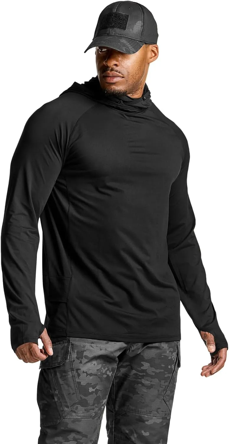 CQR Men's UPF50  Sun Protection Shirts, Quick Dry Long Sleeve Rash Guard, Athletic Running Workout Fishing Cooling Shirts