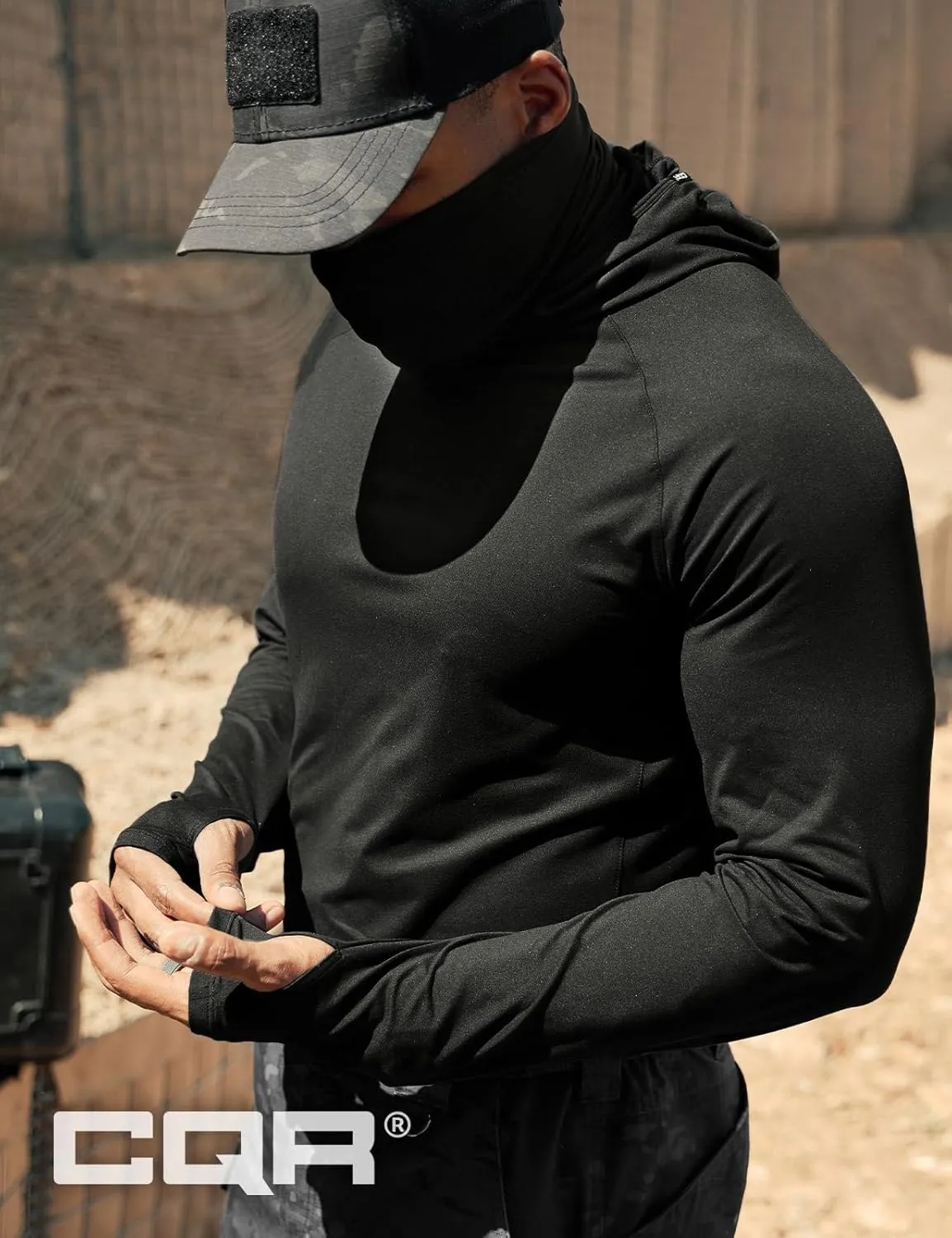 CQR Men's UPF50  Sun Protection Shirts, Quick Dry Long Sleeve Rash Guard, Athletic Running Workout Fishing Cooling Shirts