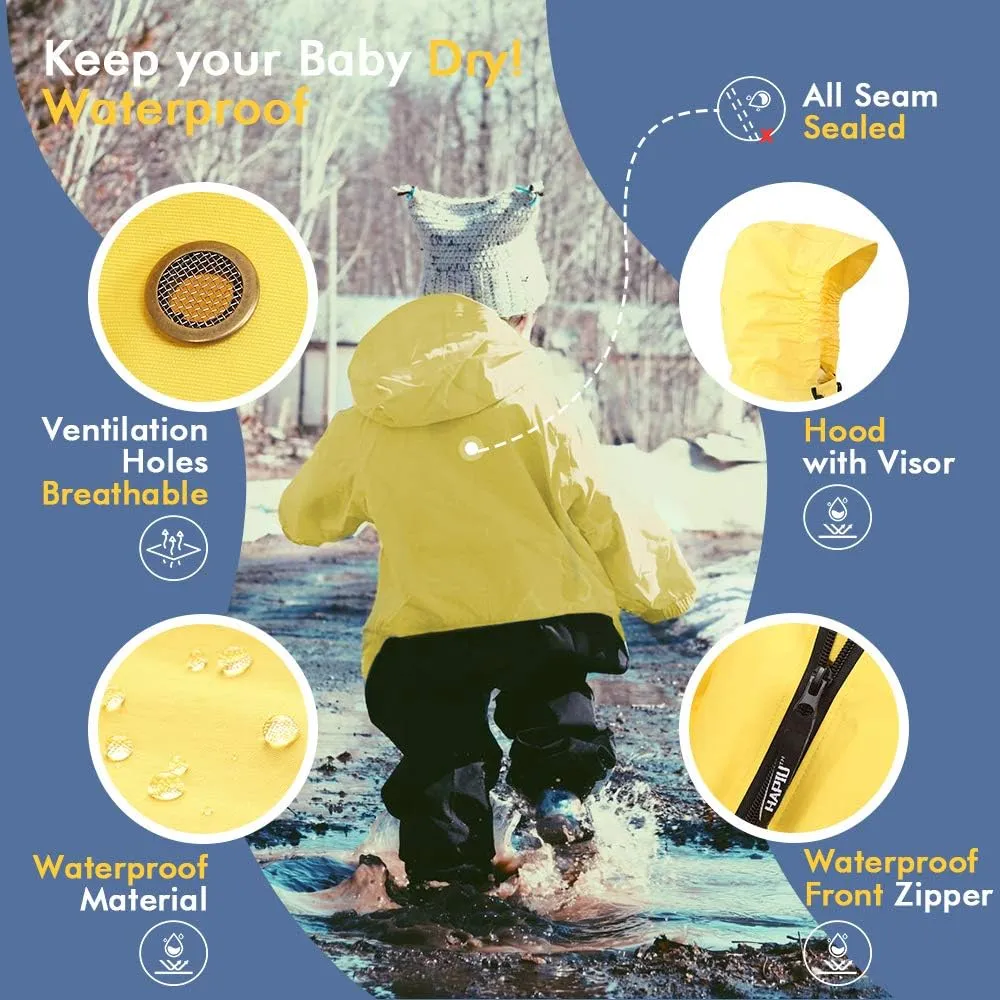 HAPIU Kids Toddler Rain Suit Muddy Buddy Waterproof Coverall