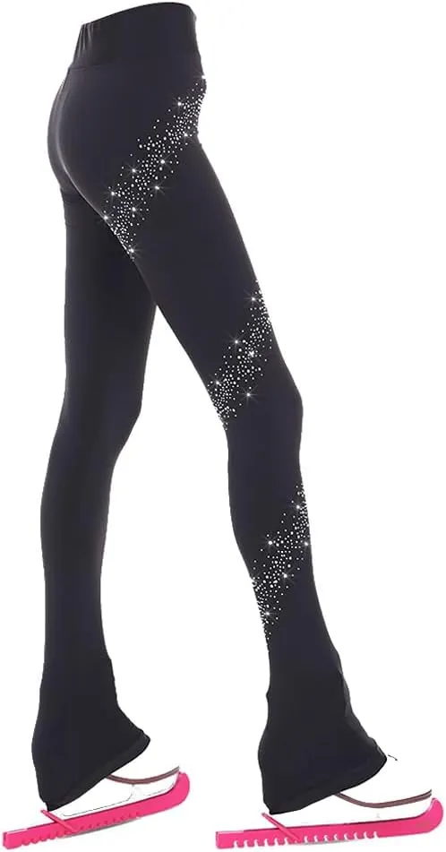 Ice Figure Skating Pants Girls Practice Over Boots Pants Thin Fleece Tights Trousers Rhinestones Child Skate Leggings