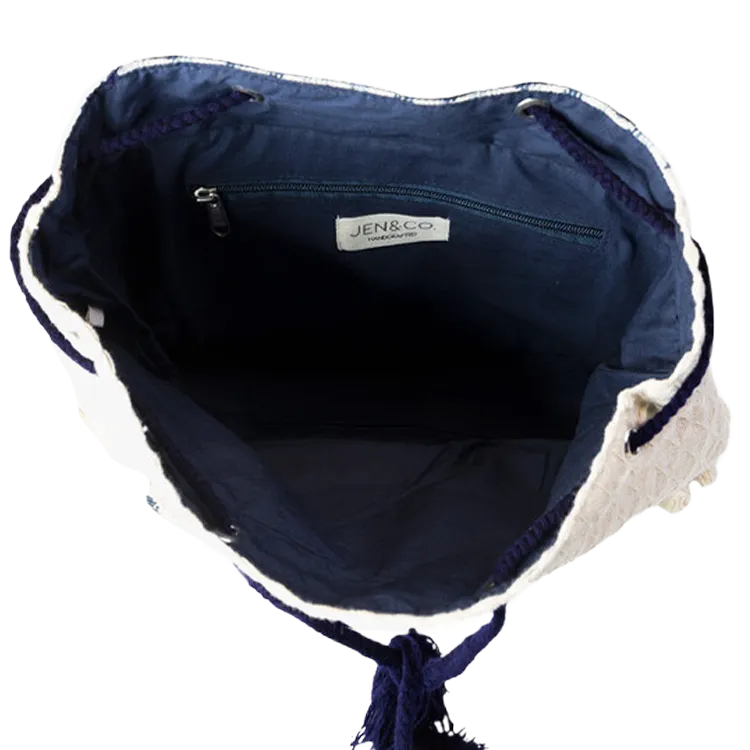 Jen & Co. Blue Aztec Cotton Backpack