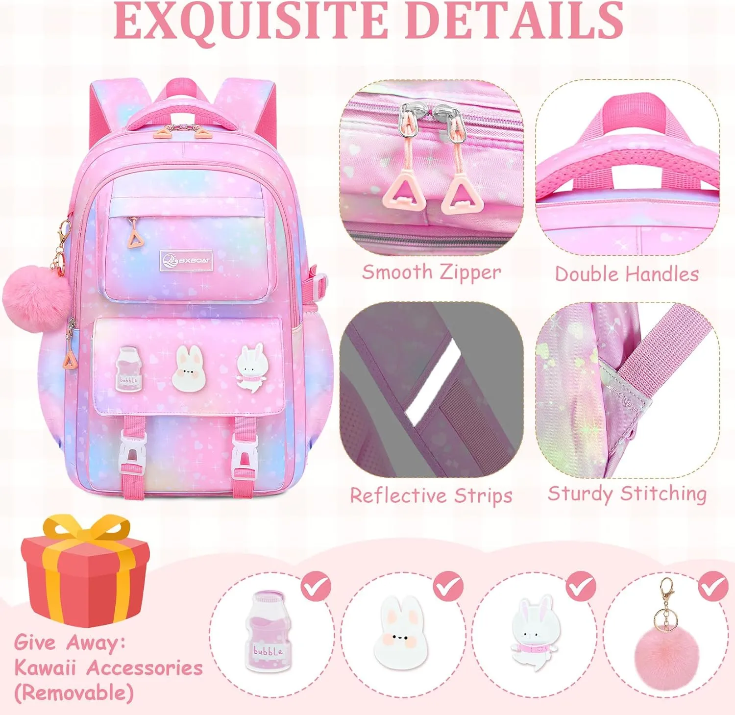 Kids Backpacks for Girls - Cute Girls Backpack for Elementary, Middle and High School Students - 18" School Bookbag