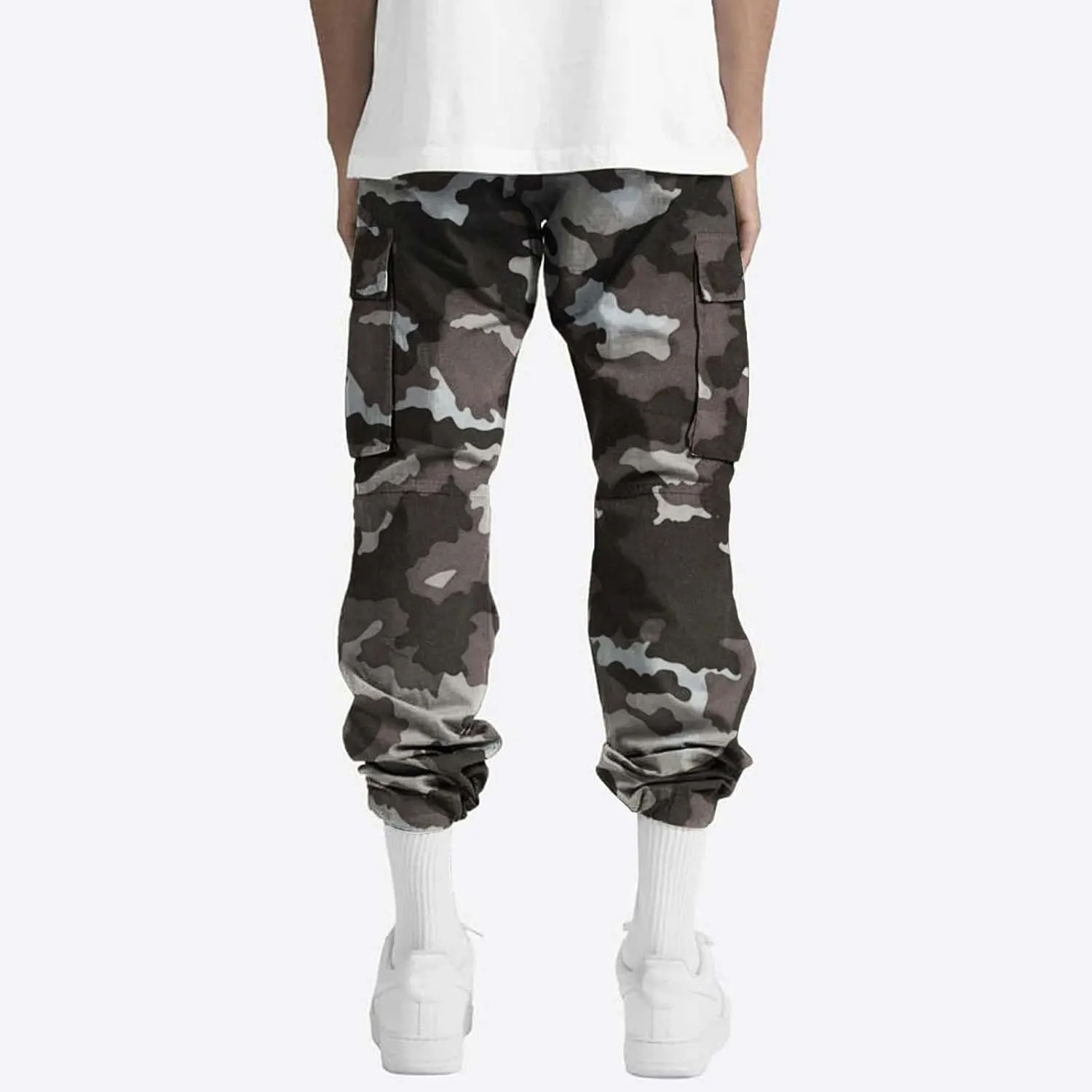 Men's Cotton Hiking Tactical Pants Trousers Drawstring Stretch Elastic Waist Lightweight Outdoor Hiking Pants with Pockets