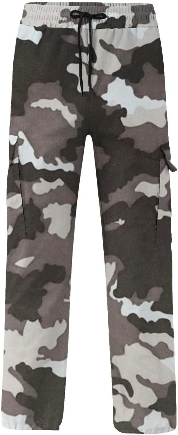 Men's Cotton Hiking Tactical Pants Trousers Drawstring Stretch Elastic Waist Lightweight Outdoor Hiking Pants with Pockets
