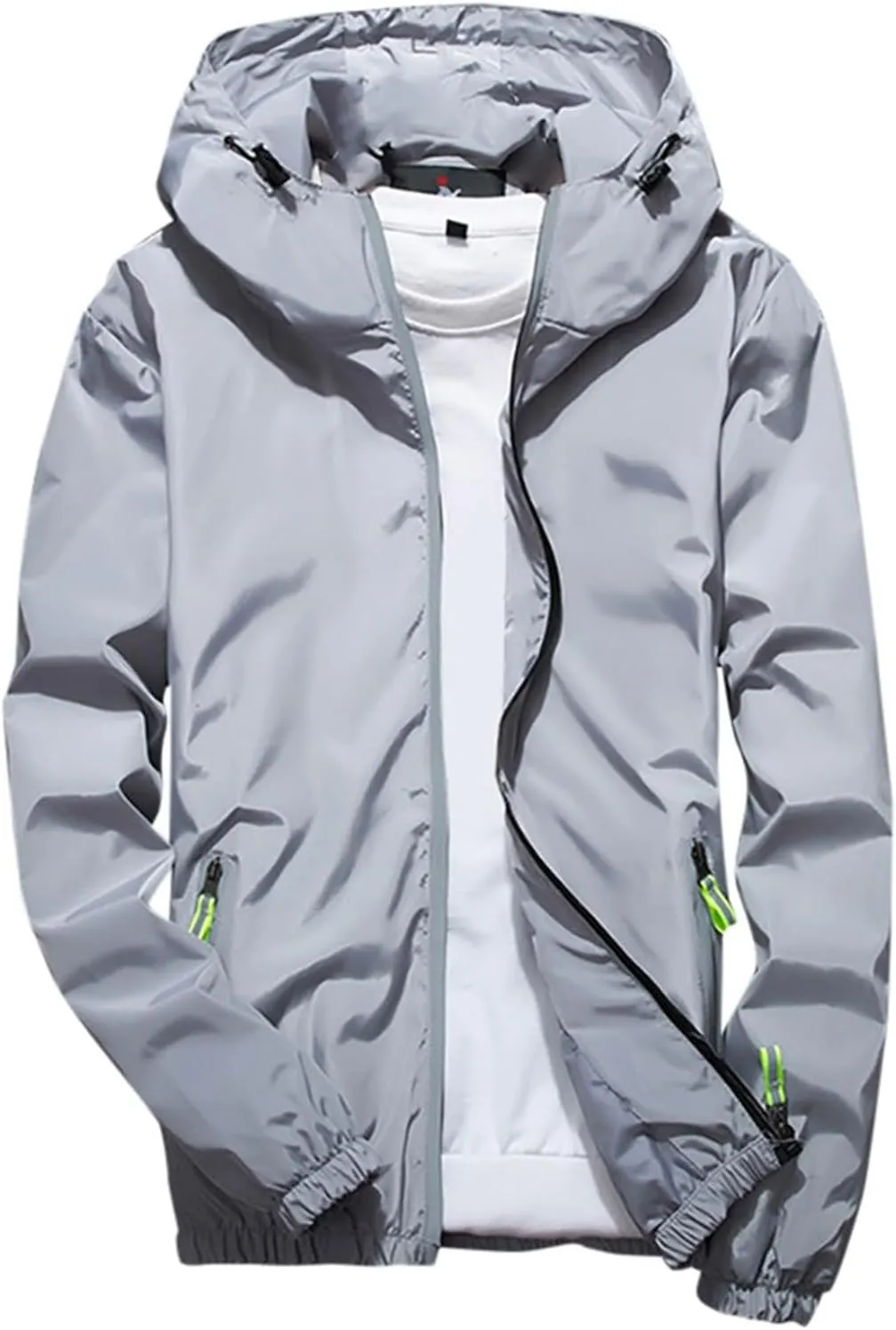 Mens Rain Jacket Waterproof Jackets Casual Zip Up Lightweight Hooded Raincoat with Hood for Daily Casual