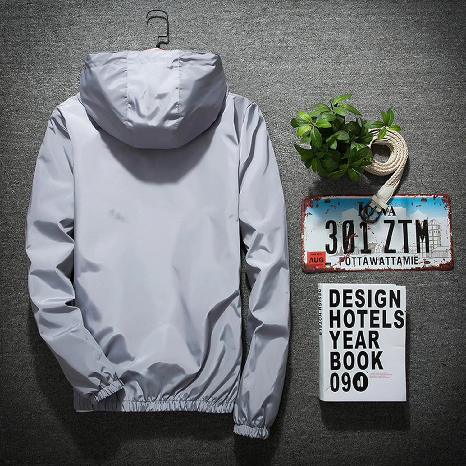 Mens Rain Jacket Waterproof Jackets Casual Zip Up Lightweight Hooded Raincoat with Hood for Daily Casual