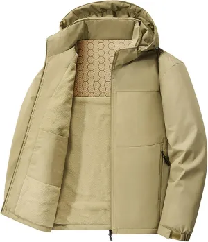Men's Rain Jacket,Waterproof Tactical Jacket Warm Mens Cycling Jacket Slim Fit Work Clothes Hoodie or Teen Boys