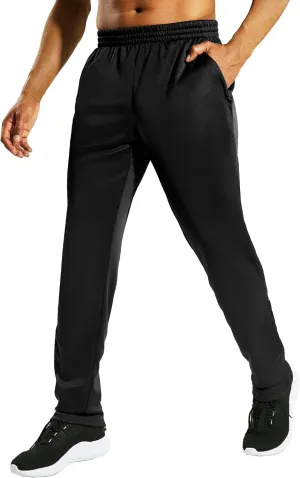 MIER Men’s Sweatpants with Pockets, Athletic Training Track Jogger, Soccer Warm-up Pants with Zipper Ankle