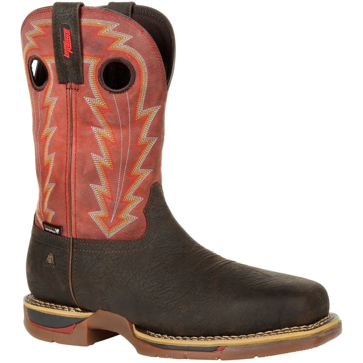 Rocky Men's Long Range 11" Comp Toe WP Western Work Boot- Red- RKW0319