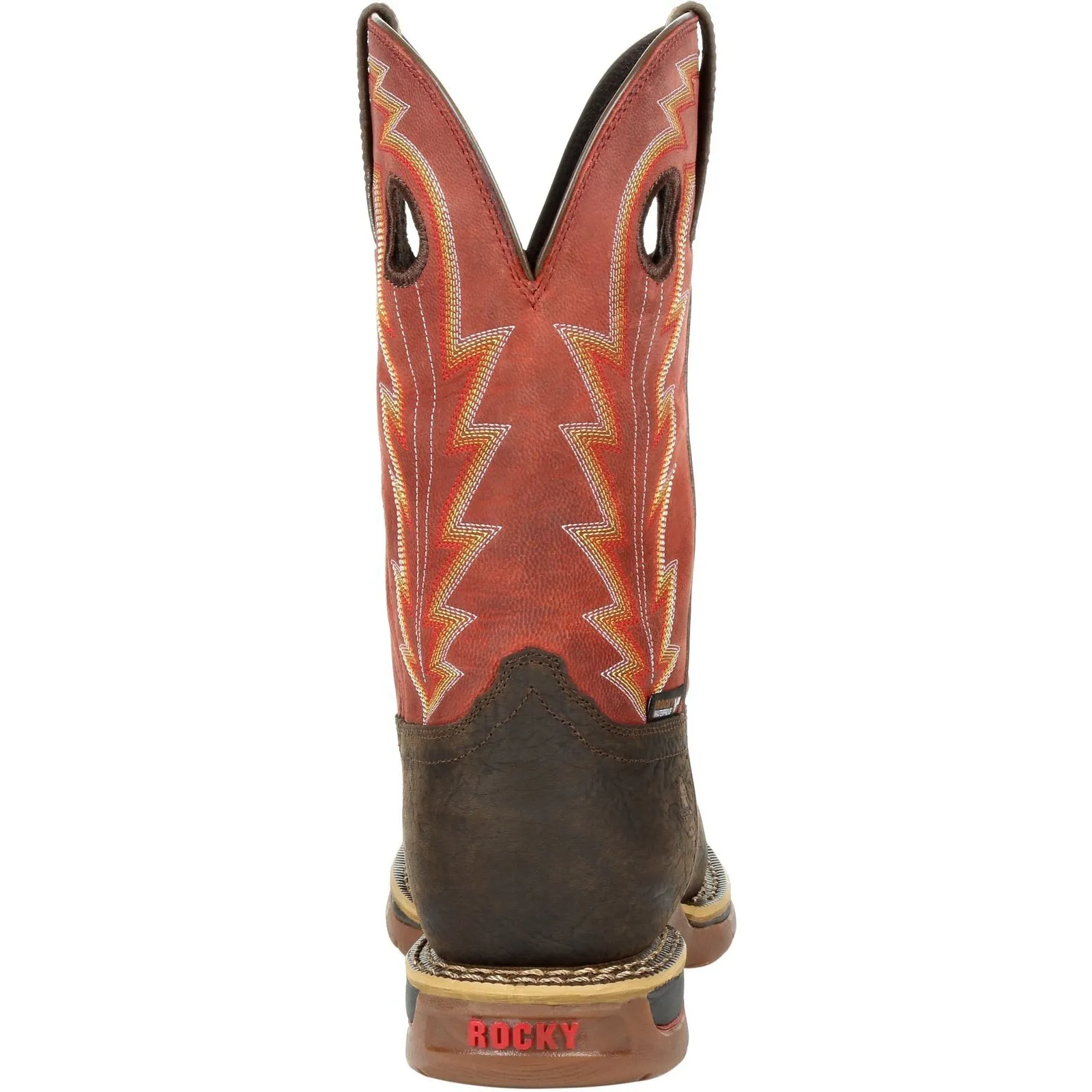 Rocky Men's Long Range 11" Comp Toe WP Western Work Boot- Red- RKW0319