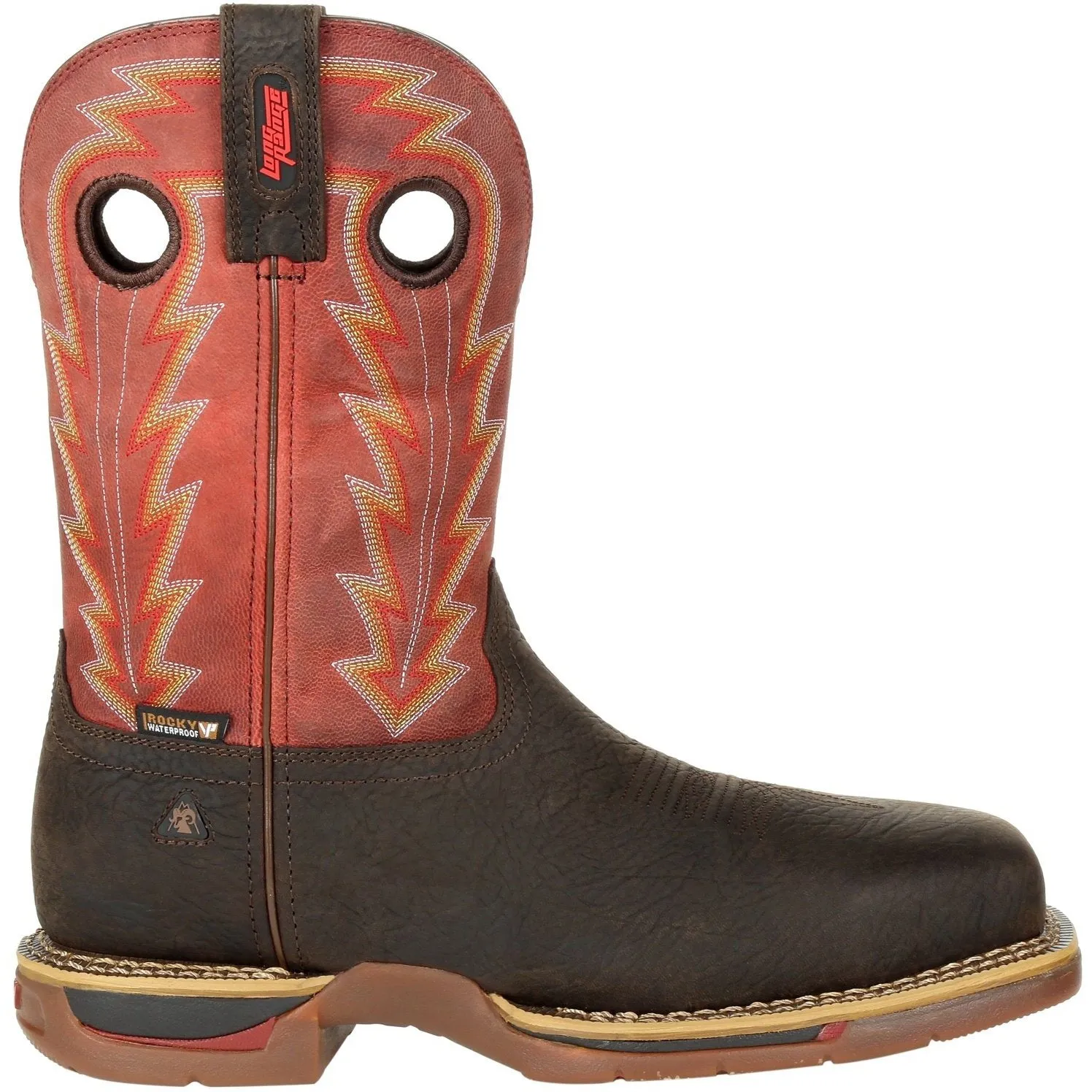Rocky Men's Long Range 11" Comp Toe WP Western Work Boot- Red- RKW0319