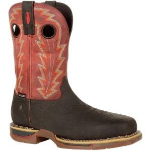 Rocky Men's Long Range 11" Comp Toe WP Western Work Boot- Red- RKW0319