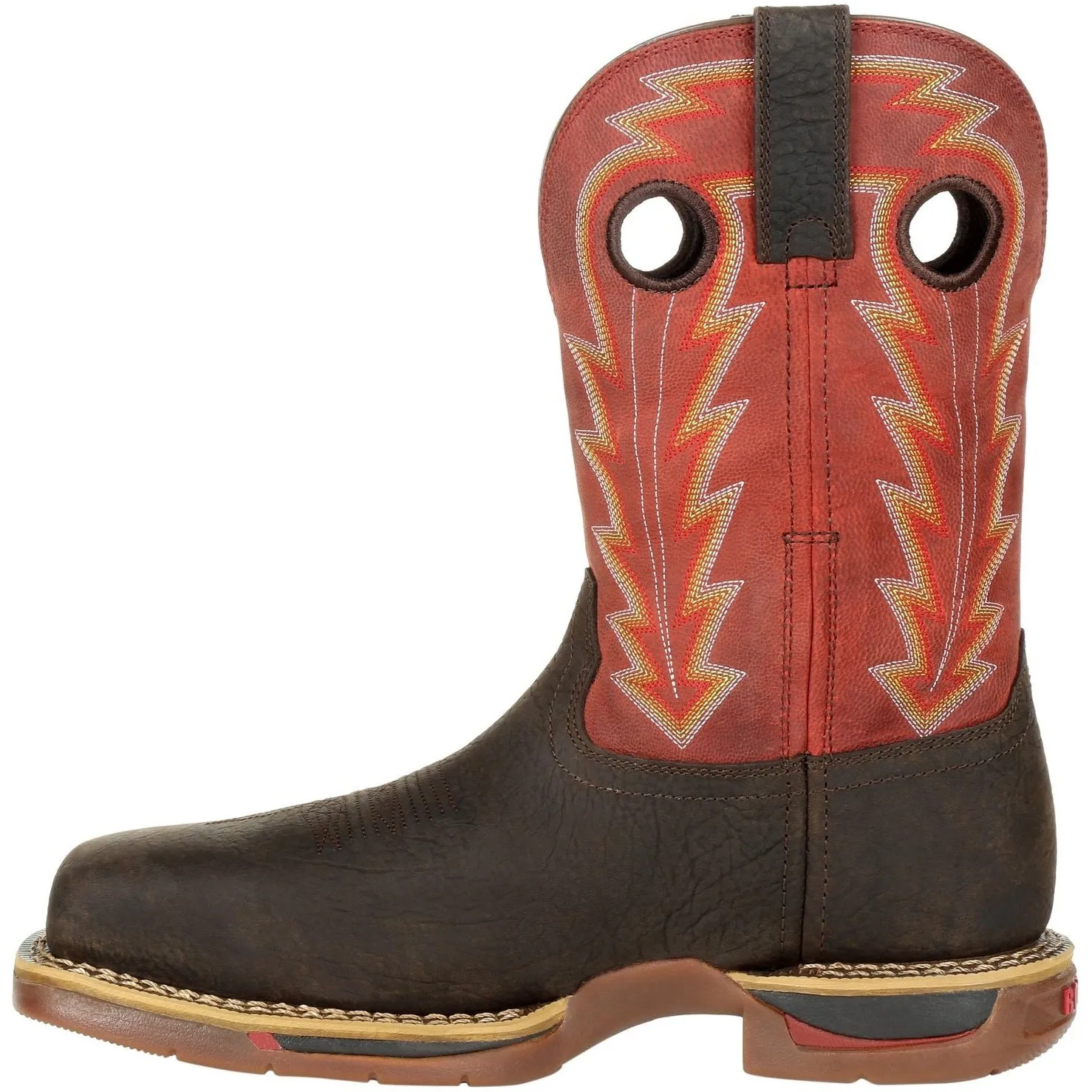 Rocky Men's Long Range 11" Comp Toe WP Western Work Boot- Red- RKW0319