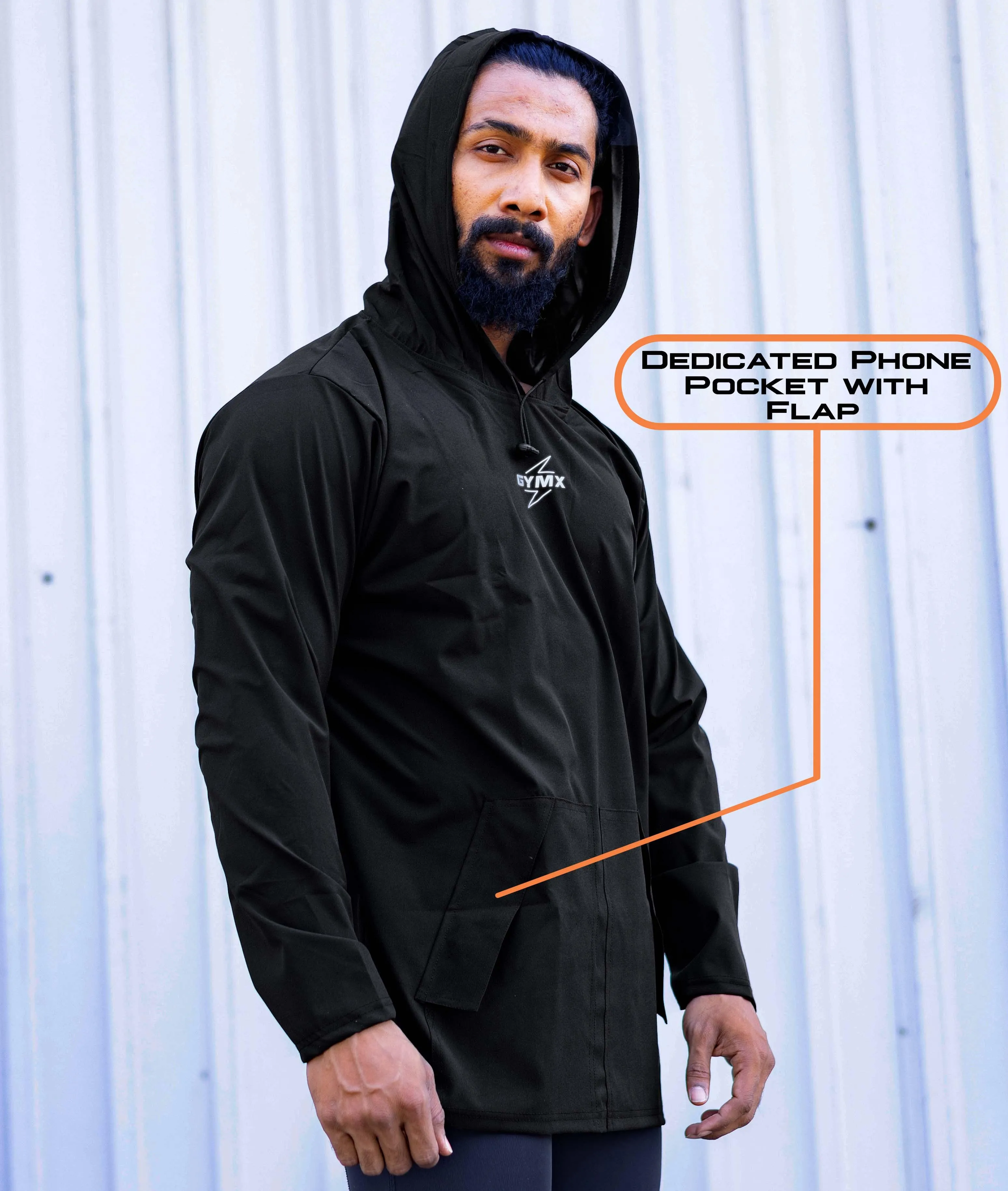 Storm Waterproof Jacket 2.0- Wicked Black (with rainproof phone pockets)