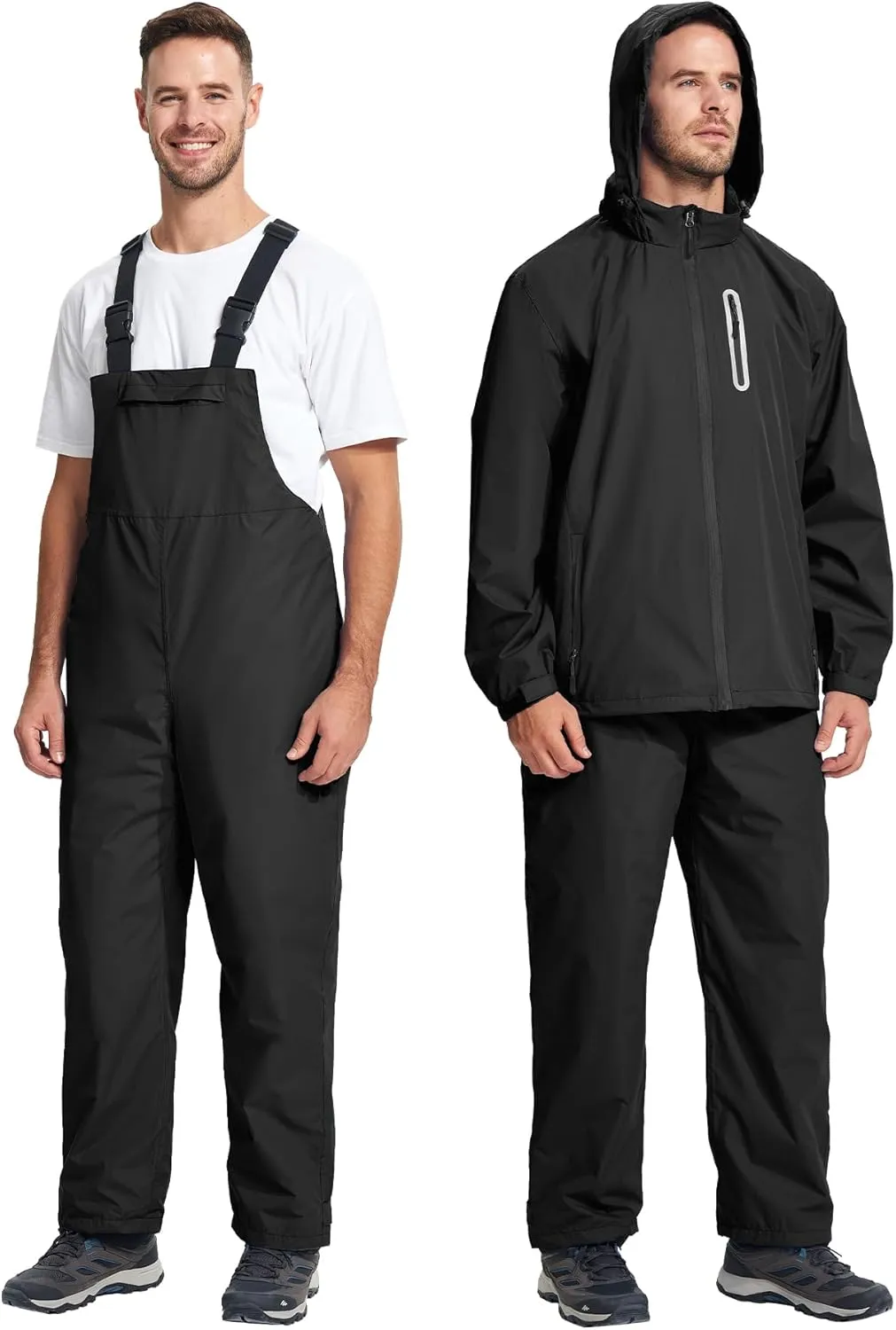 SWISSWELL Men's Heavy Duty Work Utility Rain Gear Suit Jacket and Rain Bibs Pants Waterproof for Fishing Sailing Boating