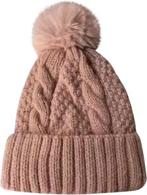 Winter Hats for Women Pom Pom Beanie Hats Warm Fleece Lined Chunky Trendy Cute Chenille Knit Twist Cap