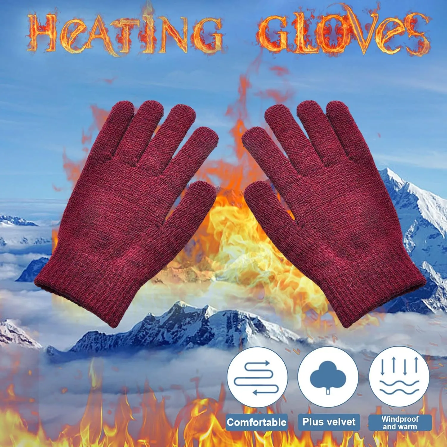 Winter Touchscreen Gloves for Men Women Warm Anti-Slip Touchscreen Lined Knit Glove for Texting, Freezer Work