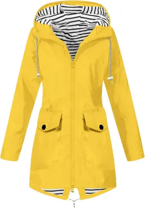 Womens Rain Jacket with Hood Waterproof ski Jacket Lightweight Casual Raincoats Travel Hiking Jackets Lined Pockets