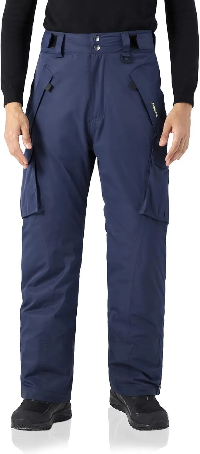 WULFUL Men's Waterproof Insulated Ski Snow Pants Winter Snowboarding Cargo Pants with Multi-Pockets