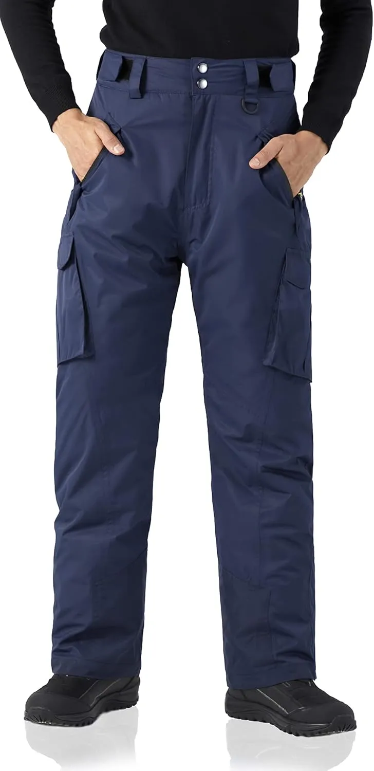 WULFUL Men's Waterproof Insulated Ski Snow Pants Winter Snowboarding Cargo Pants with Multi-Pockets