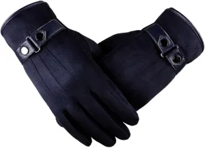 YOLAI Fashion Warm Suede Gloves for Men Winter Driving Gloves Cold Weather Gloves Full Finger Mittens