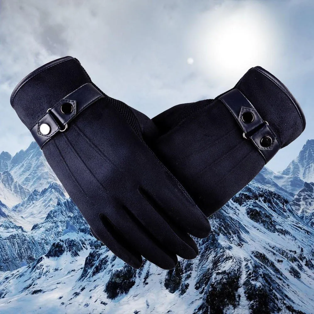 YOLAI Fashion Warm Suede Gloves for Men Winter Driving Gloves Cold Weather Gloves Full Finger Mittens