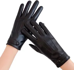 YOLAI Winter Leather Gloves for Women Warm Fashion Black Glove Leather Gloves for Women Cold Weather Touchscreen